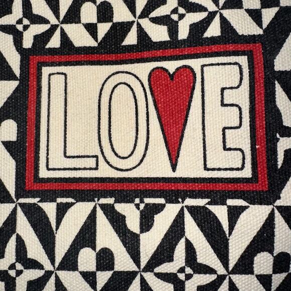 Brighton Canvas Zippered Pouch LOVE Black White Red Makeup Bag 5.5" x 9.5" - Picture 4 of 9